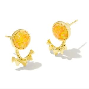 New Kendra Scott Sienna Gold Ear Jacket Earrings in Citrus Kyocera Opal